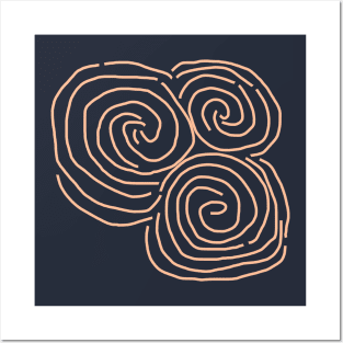 Celtic Spiral Irish Roots Peach Fuzz Line Drawing Posters and Art